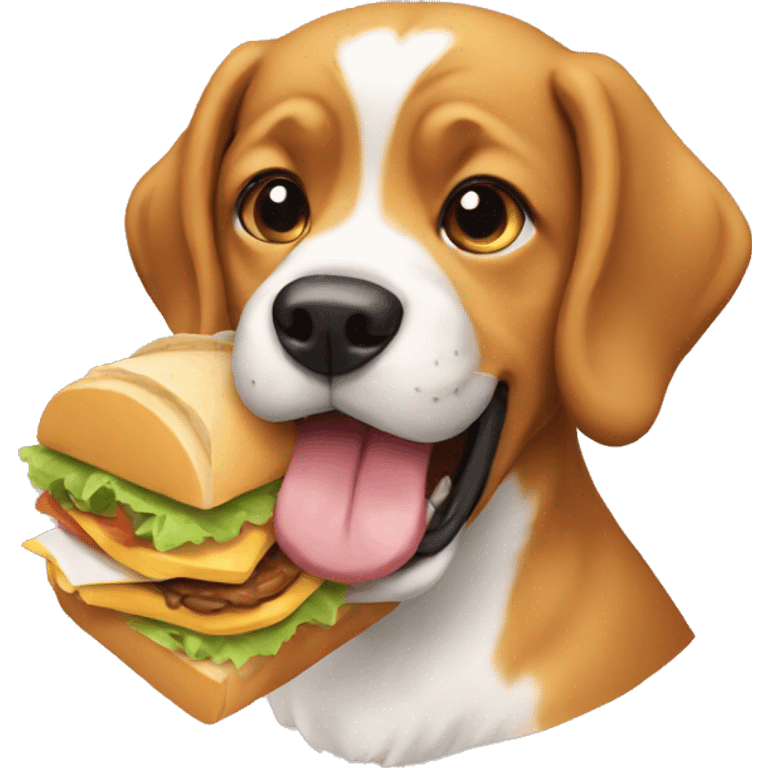 Dog eating sandwich emoji