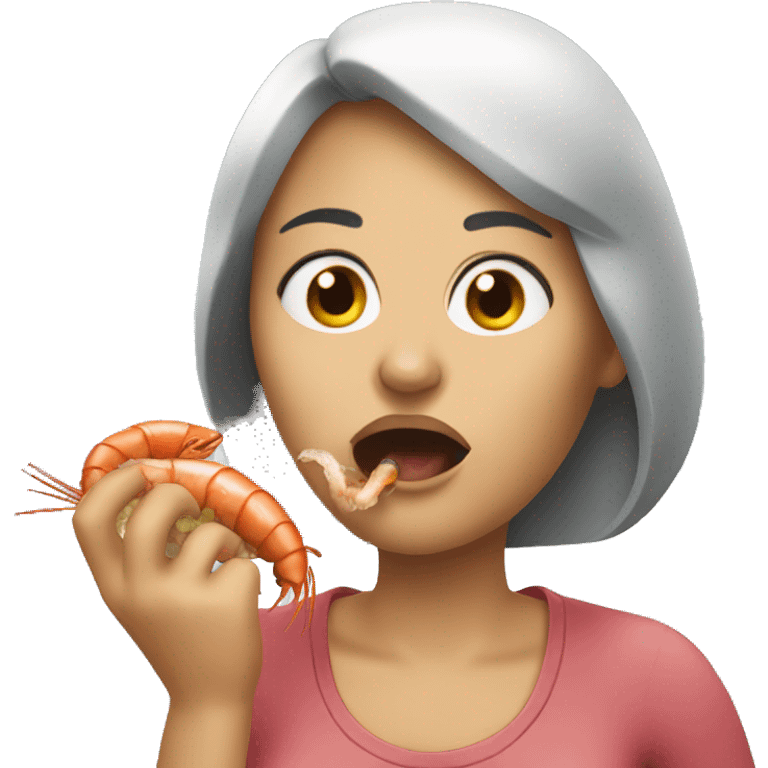 greasy woman eating a seafood boil emoji