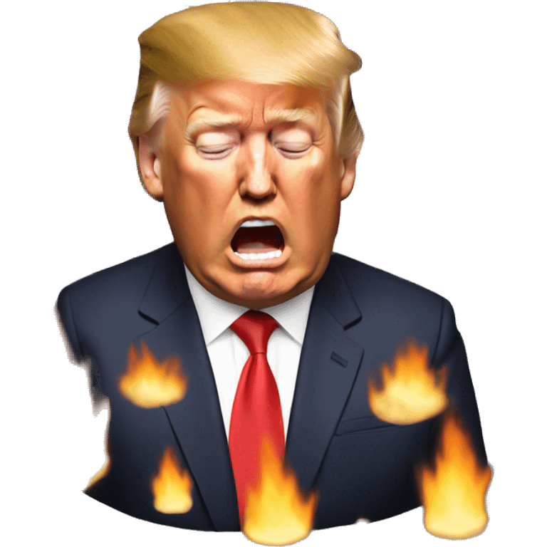 Donald trump crying by a fire emoji