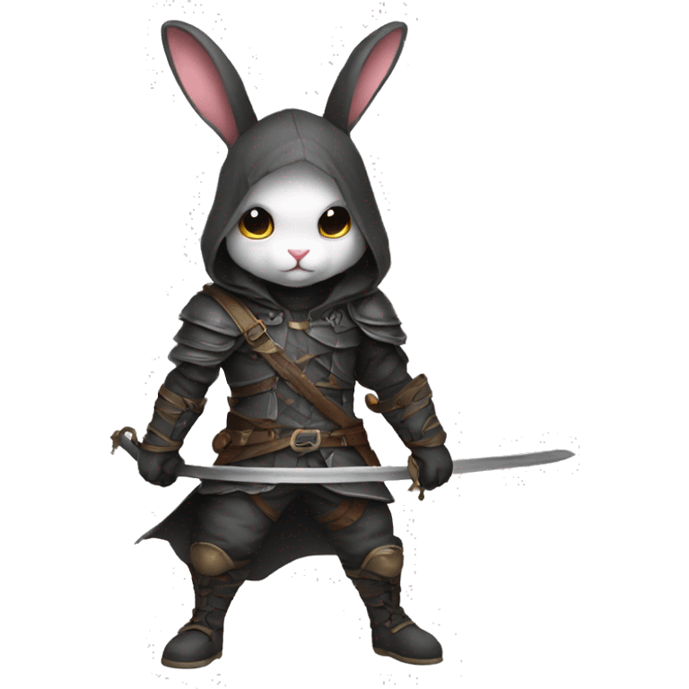 Assassin Bunny with a hood and rapier emoji