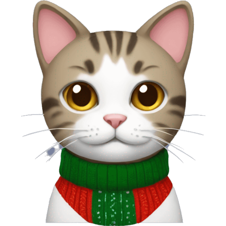 Cat in Christmas sweater emoji