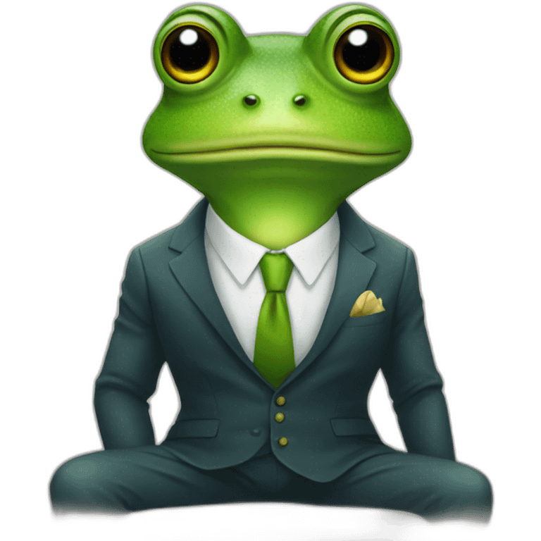 Frog in suit sit down emoji