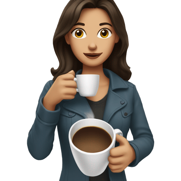 Brunette drinking coffee emoji