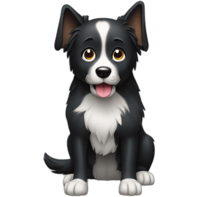 standing black dog with tail up emoji