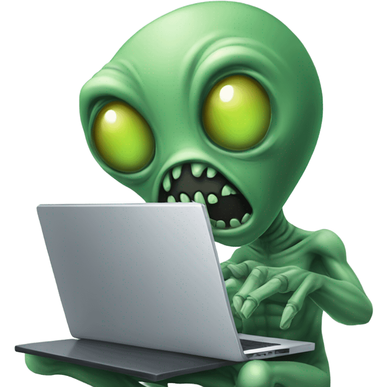 Alien typing on laptop emoji