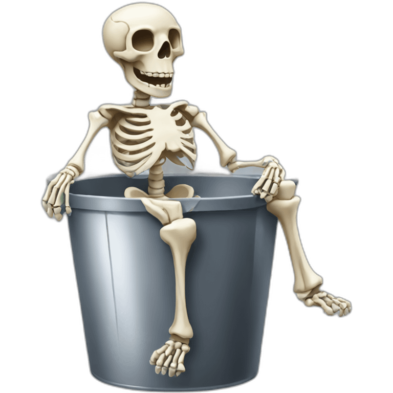 Skeleton sitting in bucket emoji