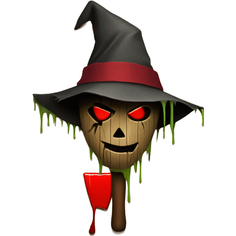  scarecrow shadow with a axe looking wood red juice dripping emoji