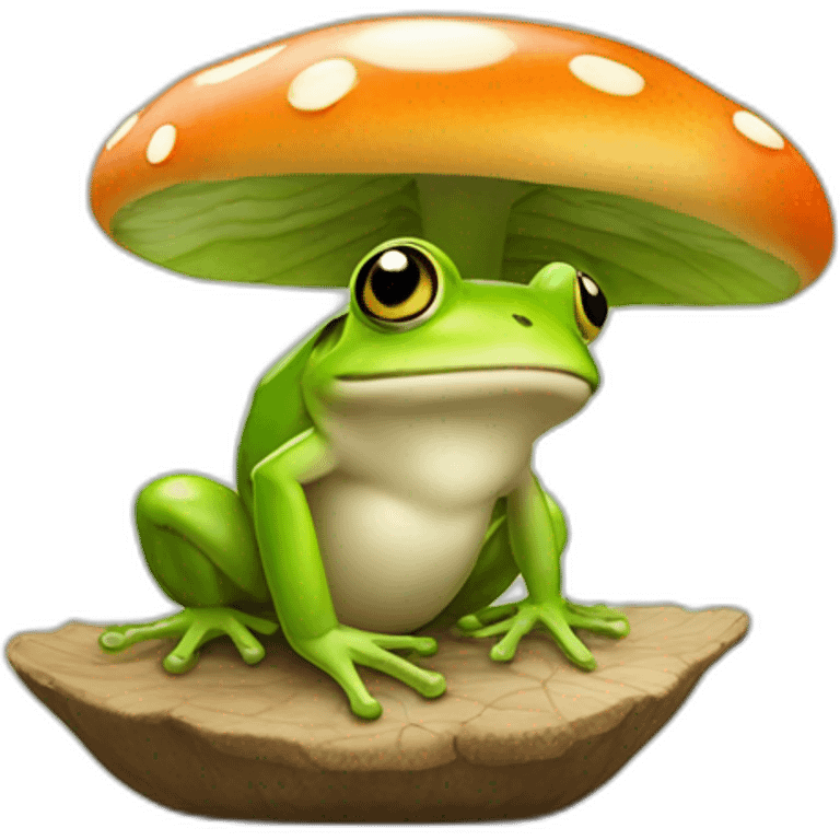 Une grenouille qui tiens un champignon emoji