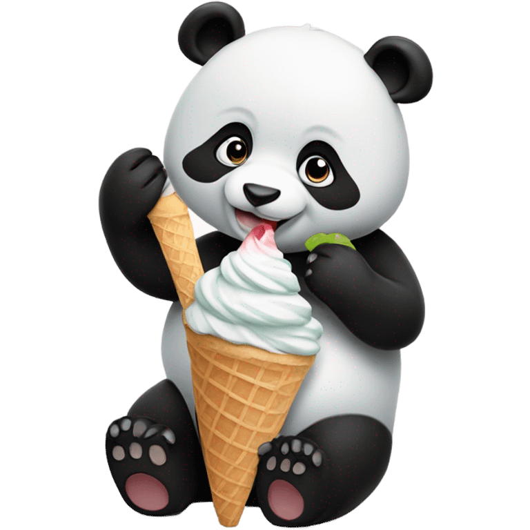 Panda eating ice cream emoji