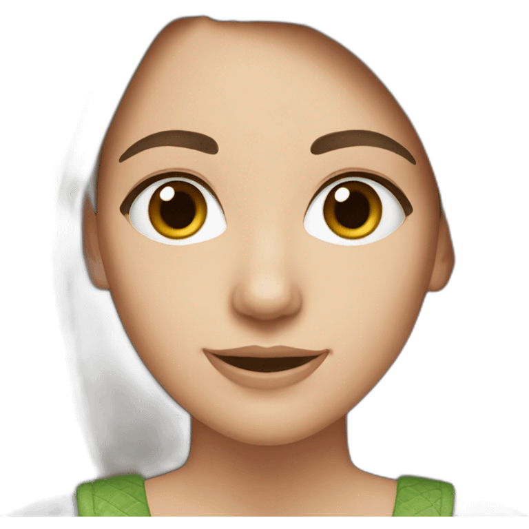 White female with brown hair brown eyes and elf earss emoji