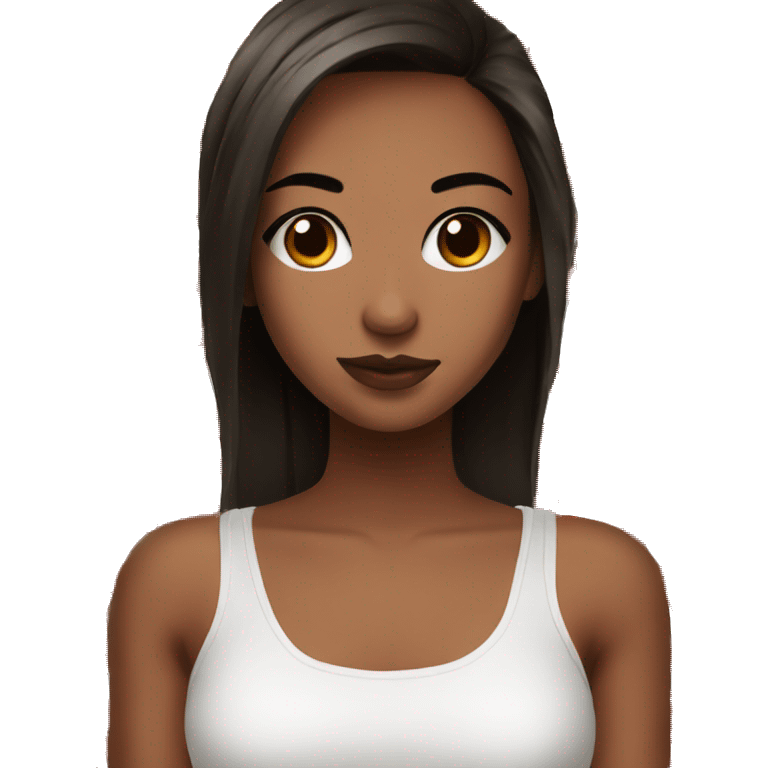 Pretty brown eyed girl with black and red and and a white croptop emoji