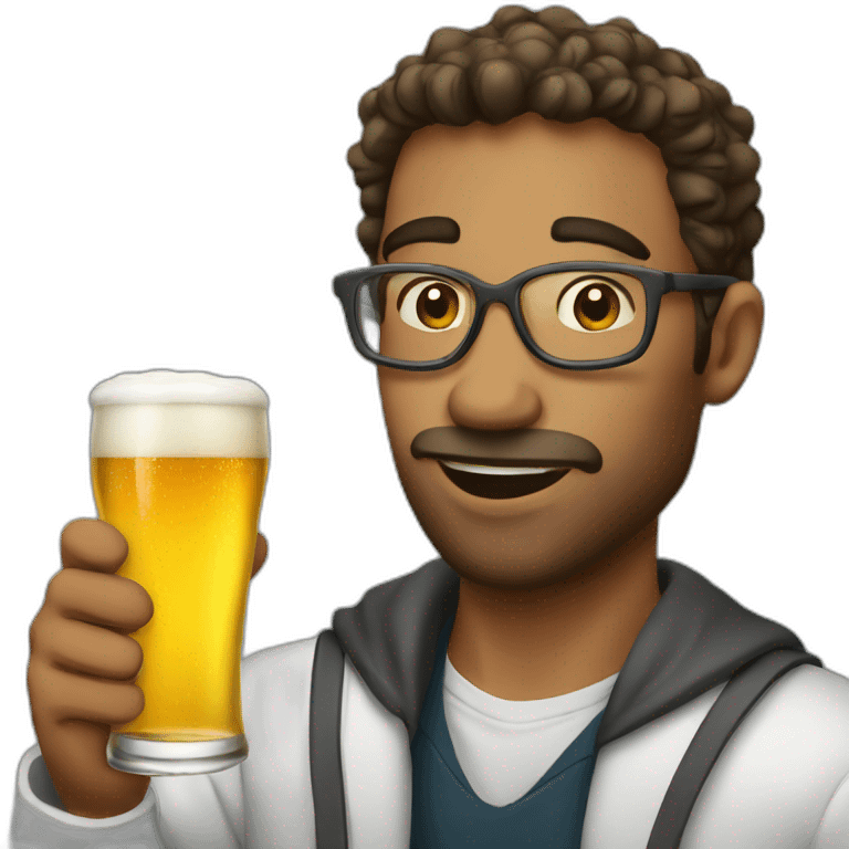 Phd student drinking beer emoji