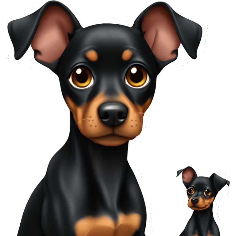 black tan pinscher big ears emoji