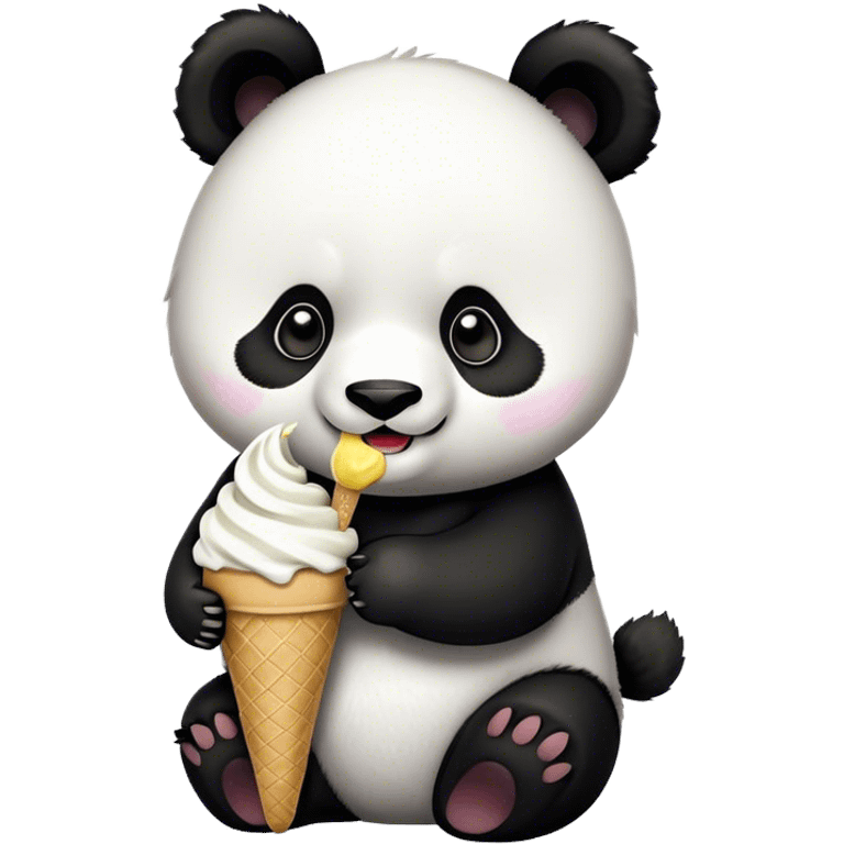 Panda eating ice cream emoji