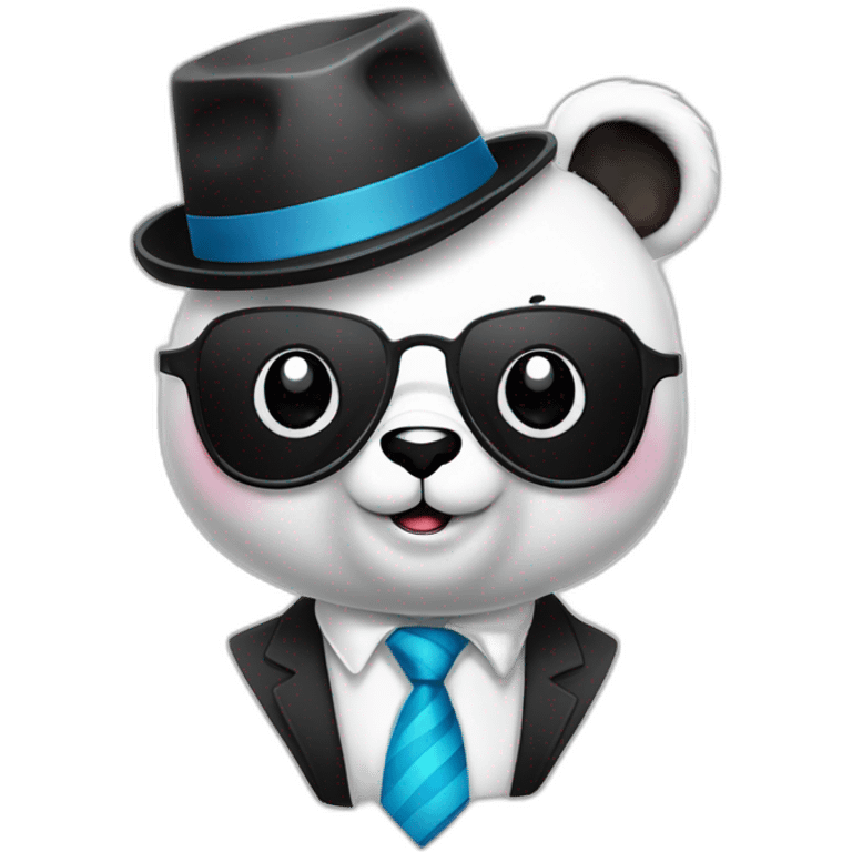 Panda qui porte des lunette de soleil  et une cravate emoji