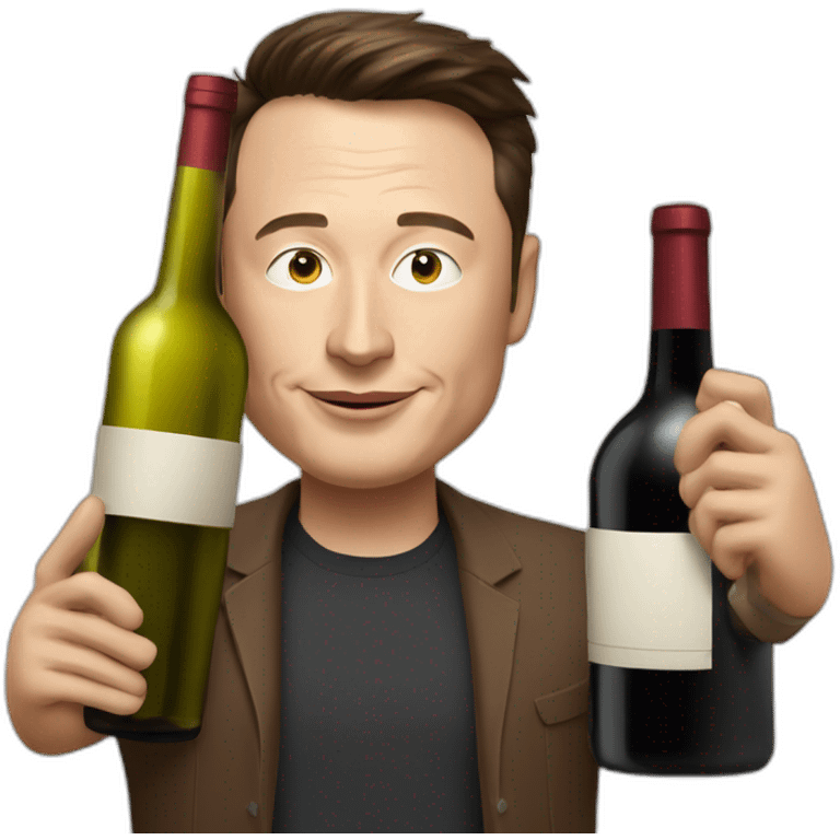 elon musk alcoholic with big wine bottle emoji