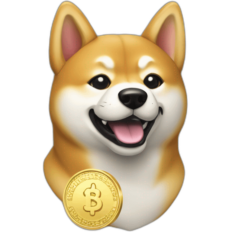 shiba dog ona. gold coin frontview   emoji