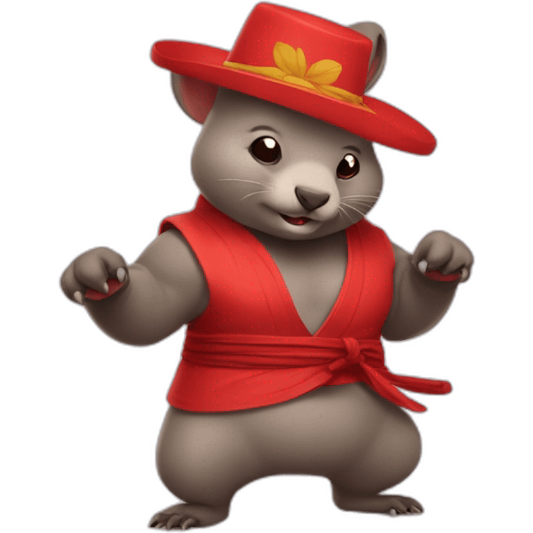 kung fu wombat with coolie hat emoji