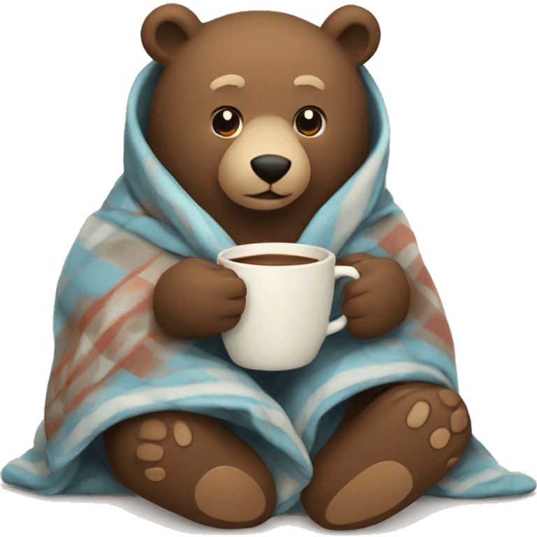 bear cozy in blanket drinking coffee emoji