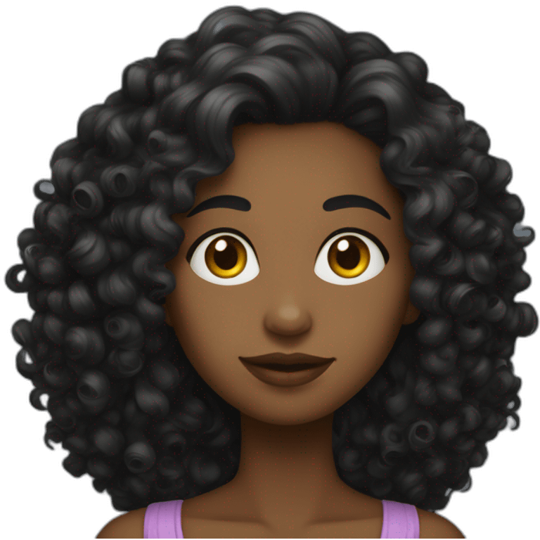 Femme noir cheveux curly qui porte Robe emoji