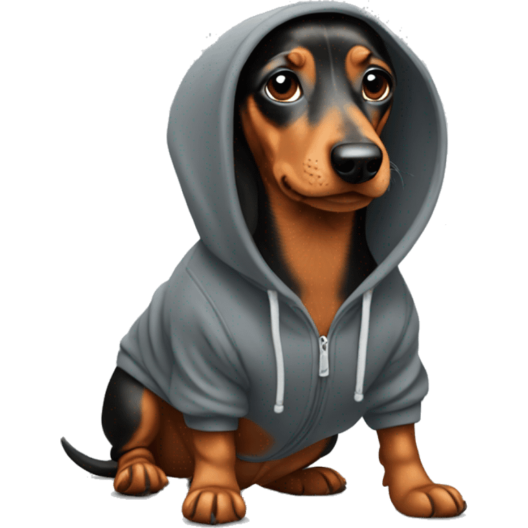 Dachshund wearing hoodie   emoji