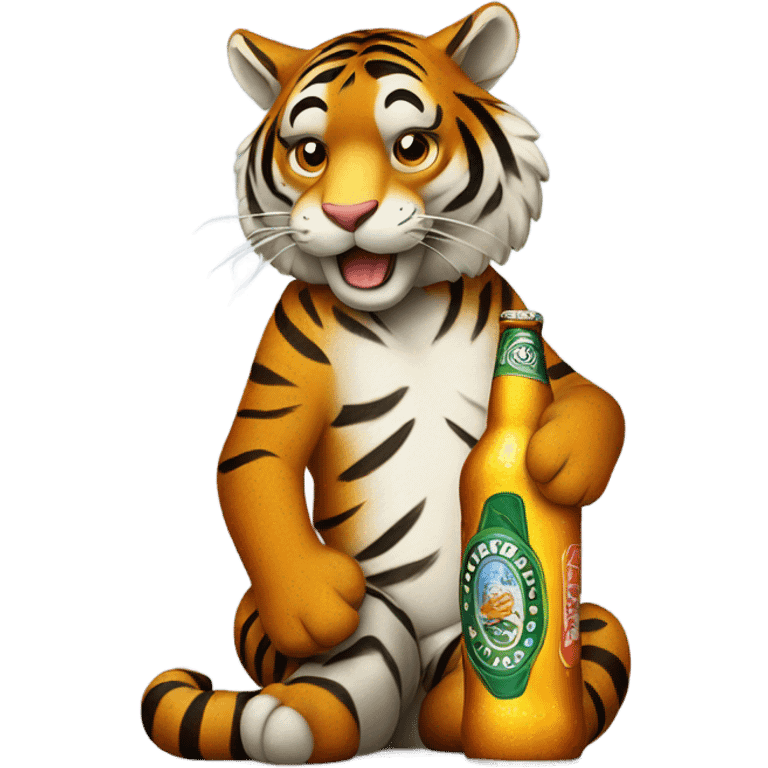 Tiger drinking beer emoji