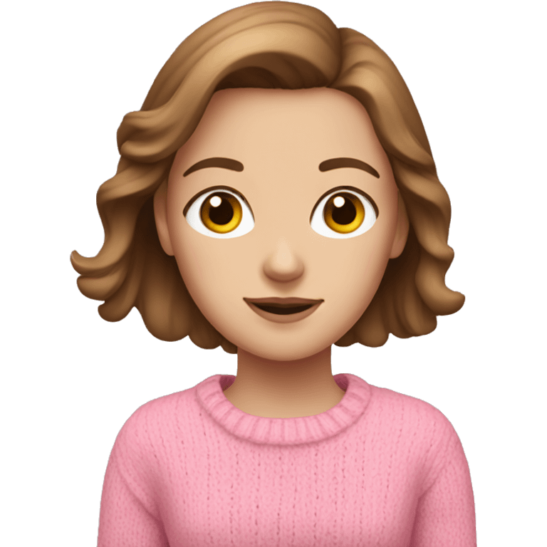 White girl with brown hair with pink sweater  emoji