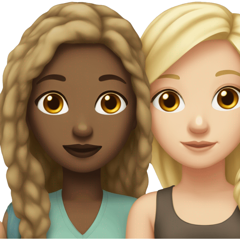 black girl brown hair and blonde white girl best friends emoji