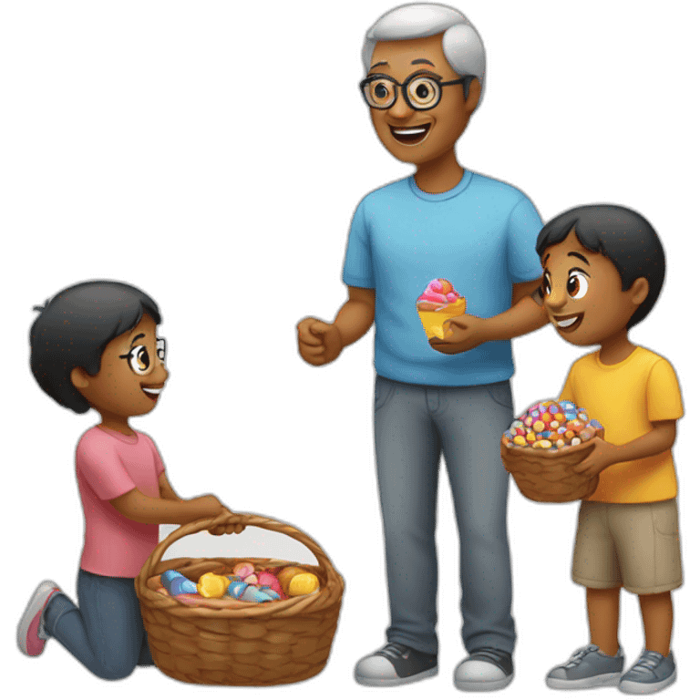 person giving candy to their grandchildren emoji