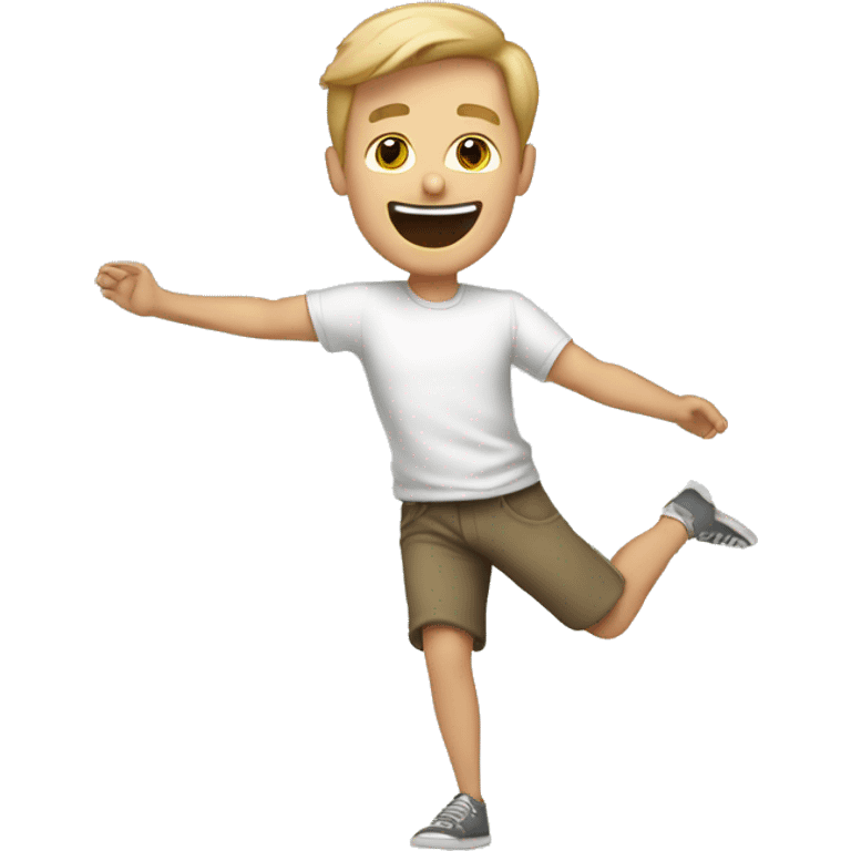 an illustration of a white man doing a cartwheel wearing a neutral-colored t-shirt emoji