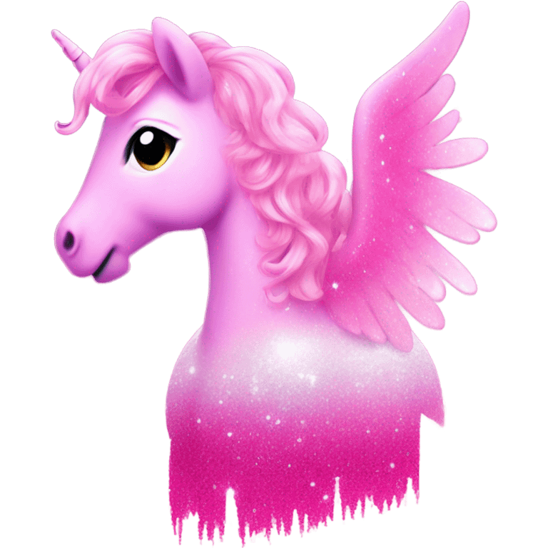 Hot pink ombre Pegasus covered in sparkles with light pink hair  emoji