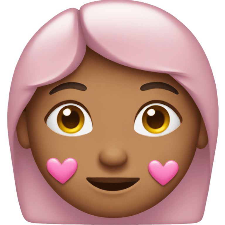 Shy emoji with pink hearts around it  emoji