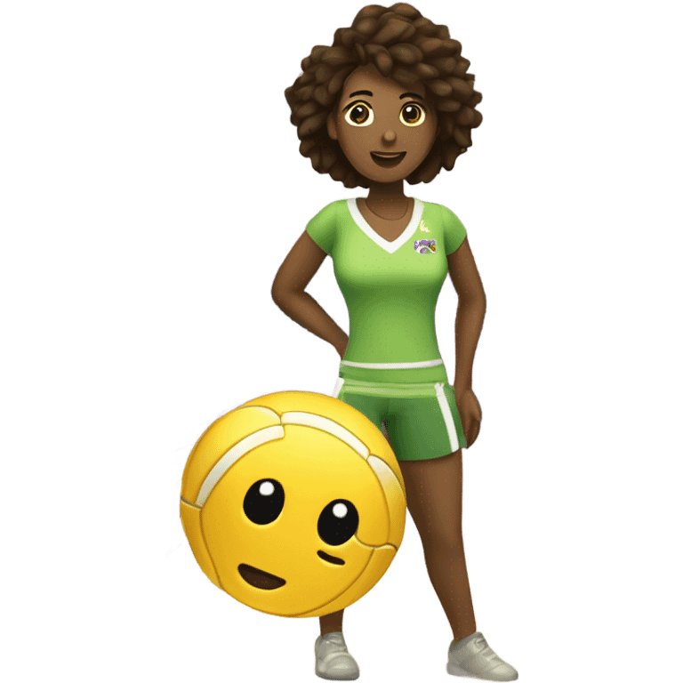 chica de rulos jugando al voley emoji