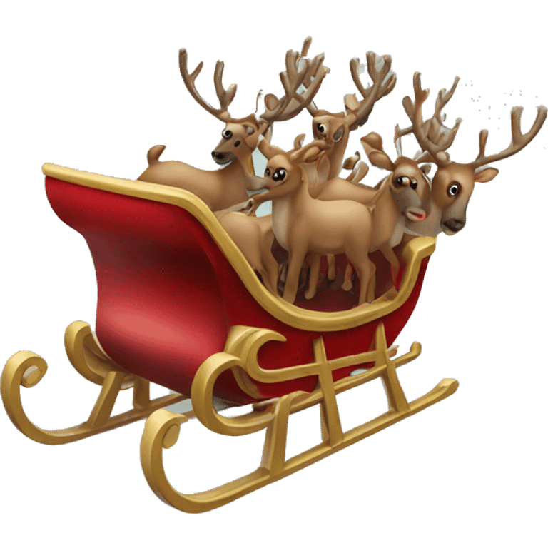 sleigh with 8 reindeer  emoji