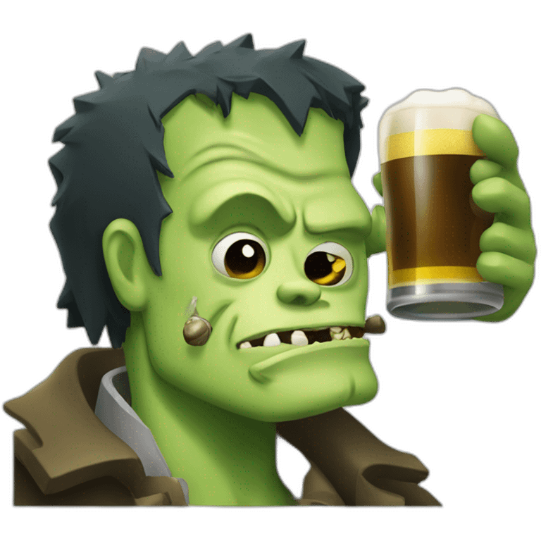 Frankenstein monster drinking beer emoji