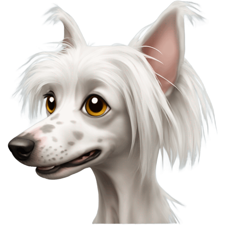 One realistic Chinese crested white dog emoji