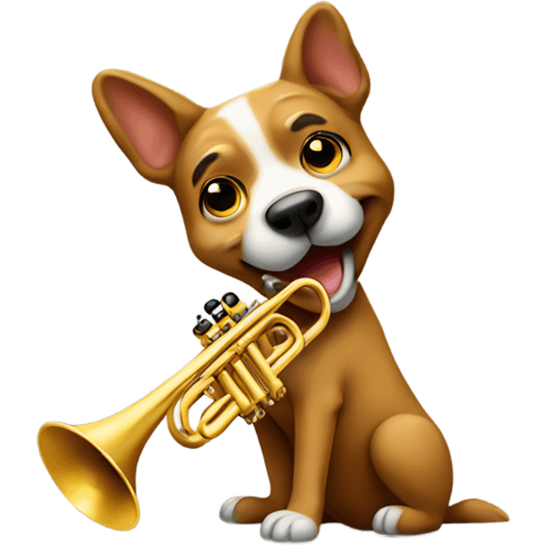 Dog playing trumpet emoji