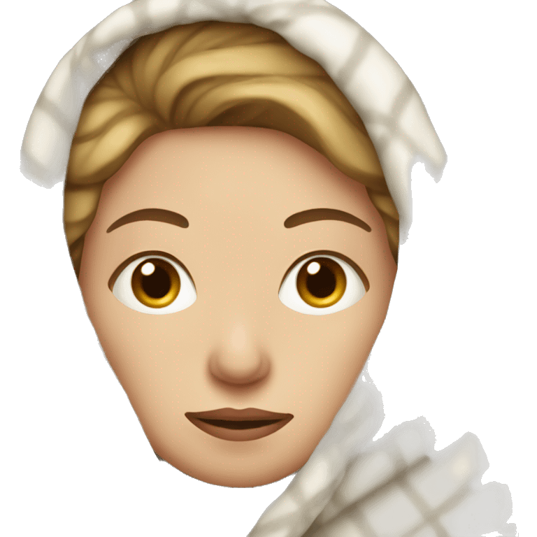 white woman with cold face and blanket emoji