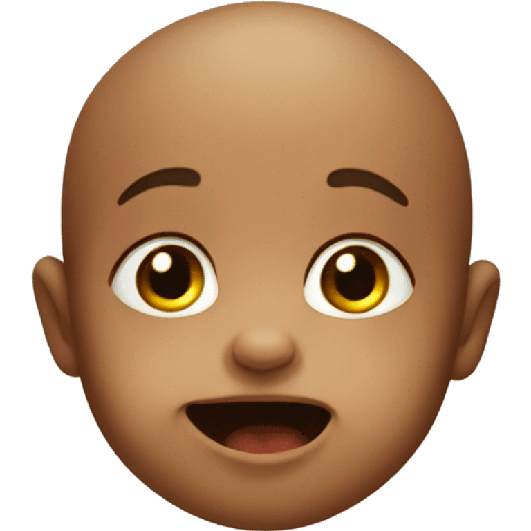 A baby giving a weird face emoji