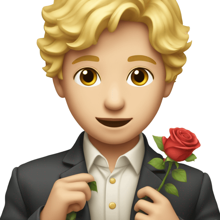 Little prince with a rose emoji