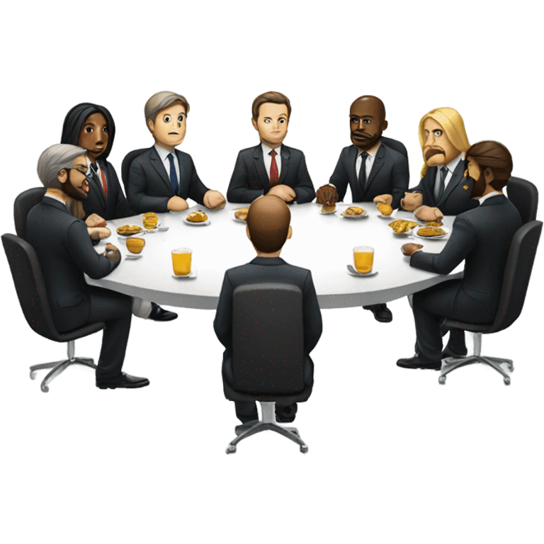 the last supper wearing suits in a modern office emoji