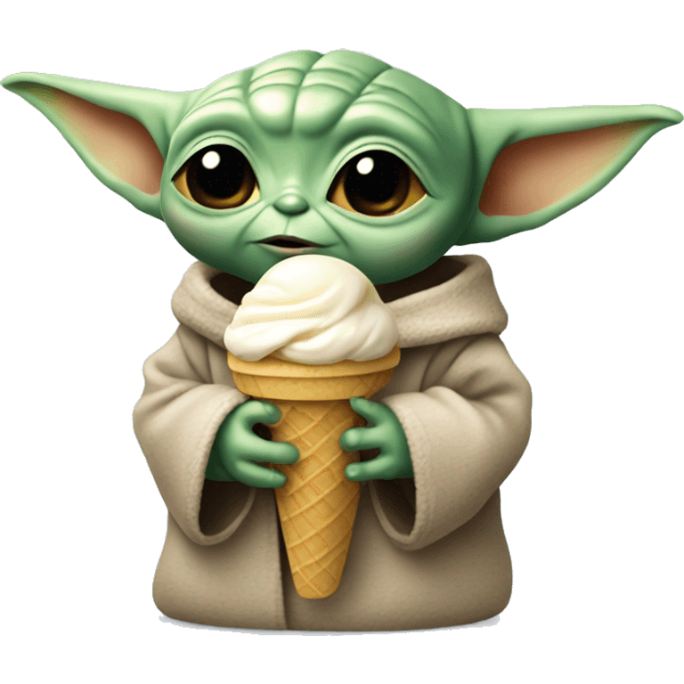 baby yoda holding an ice cream emoji