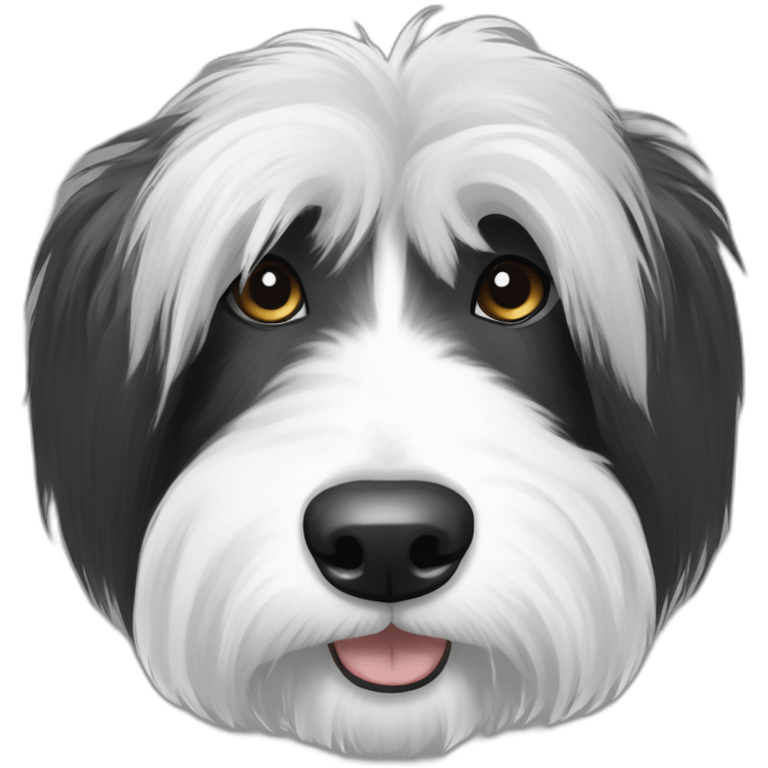 Bearded collie black and white emoji