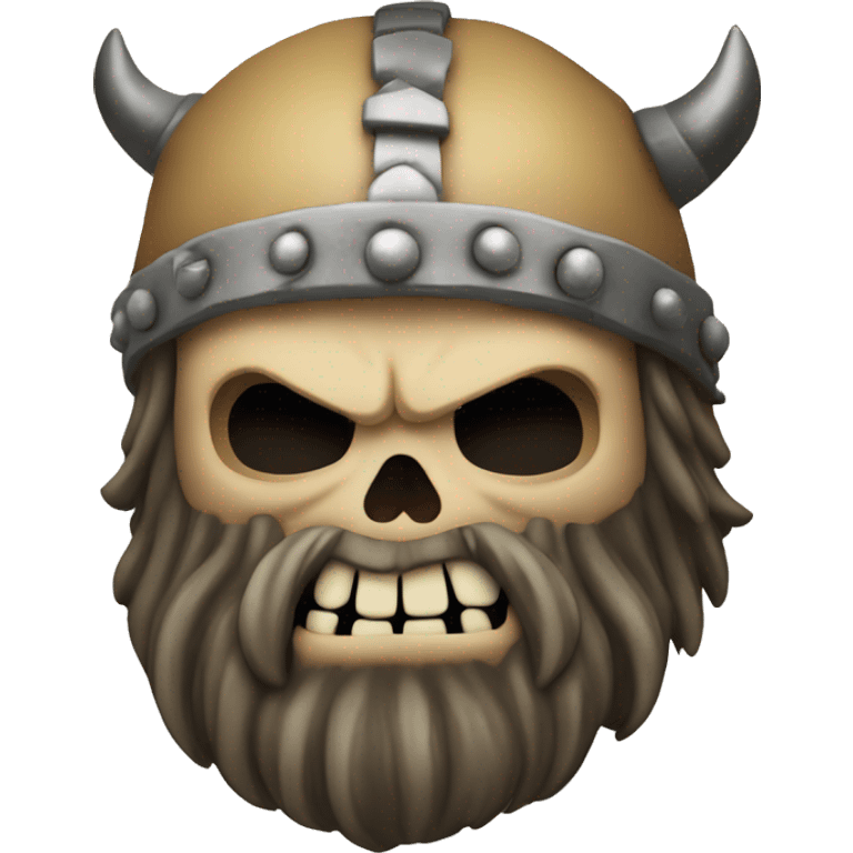 A bearded Viking skull biting onto the word toxic emoji