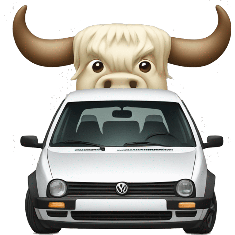 Volkswagen Golf with bull horns on the front emoji