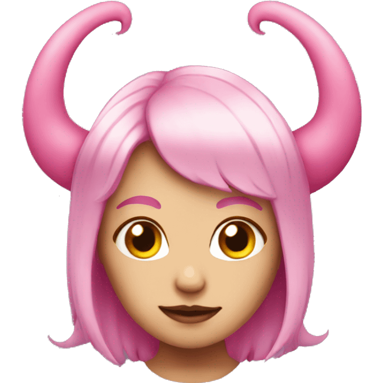 demon girl with pink hair and horns  emoji