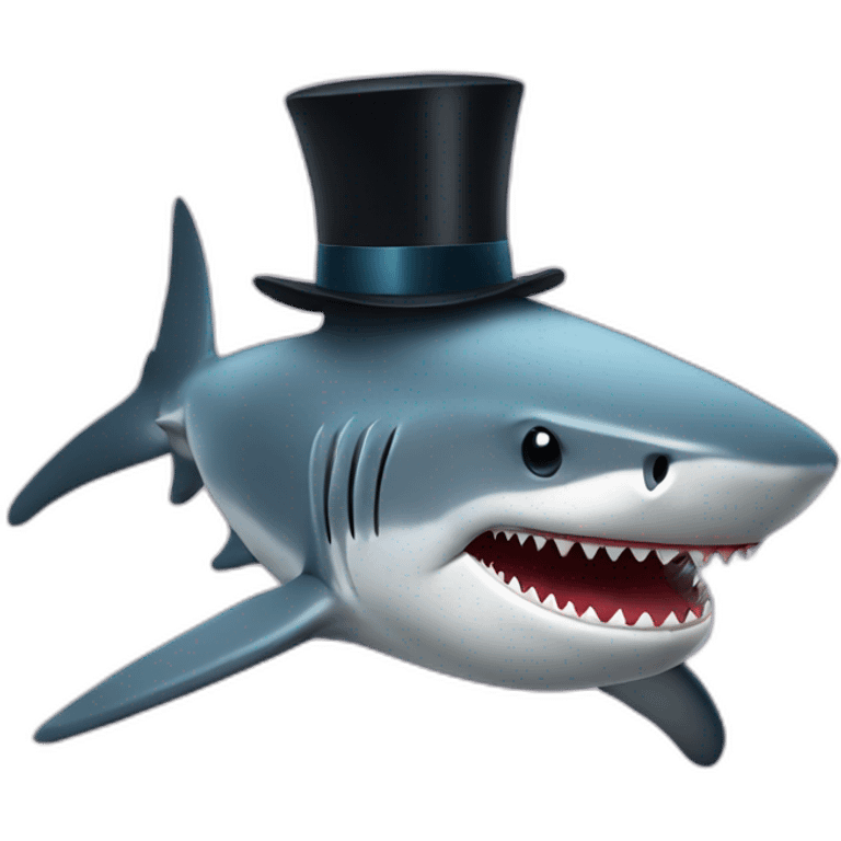 Shark with a top hat emoji