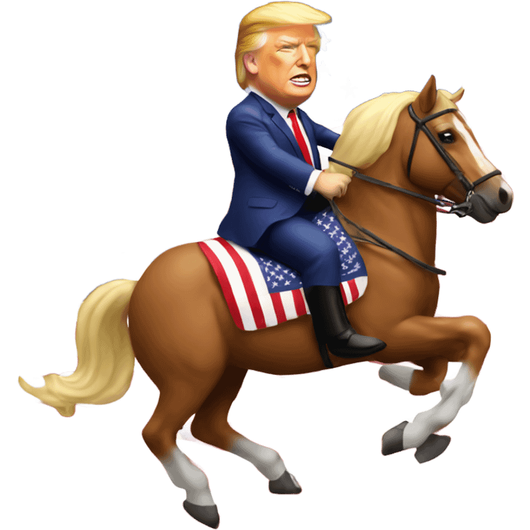 Donald Trump riding a horse in American flag suit  emoji