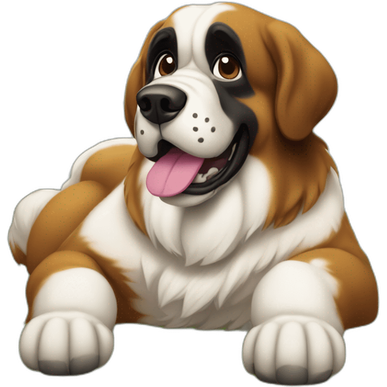 Chien st Bernard dans un parc d’attractions  emoji