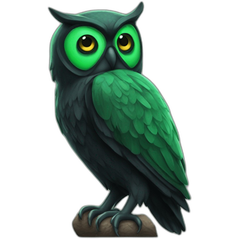 black and green owl facepalm emoji